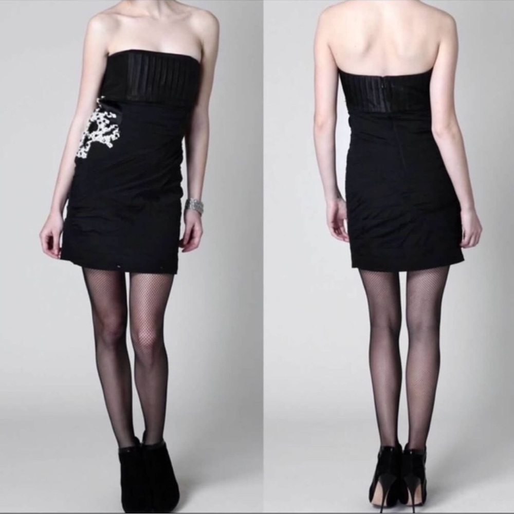 Alice & Olivia Strapless Silk Dress Rhinestone Embellished size XS